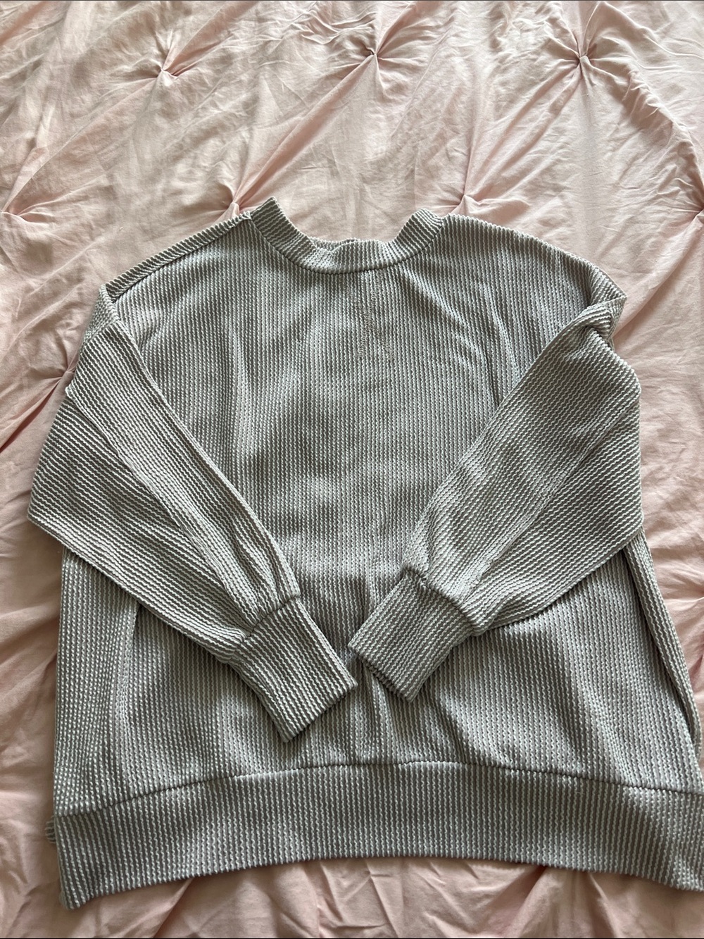 Altar'd State Light Gray Ribbed Long Sleeve Sweater